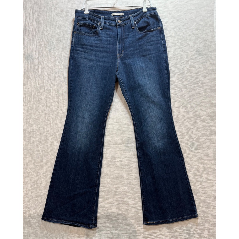 Levi's 726 Flare Jeans Womens 33 Dark Blue‎ High Rise Stretch Denim Western